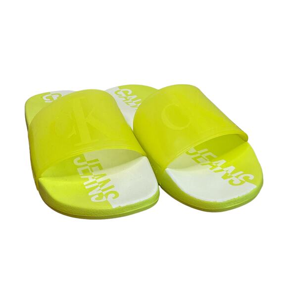 Calvin Klein Men's Aerlin Pool Slide Sandals Yellow Size 12 - Picture 1 of 5